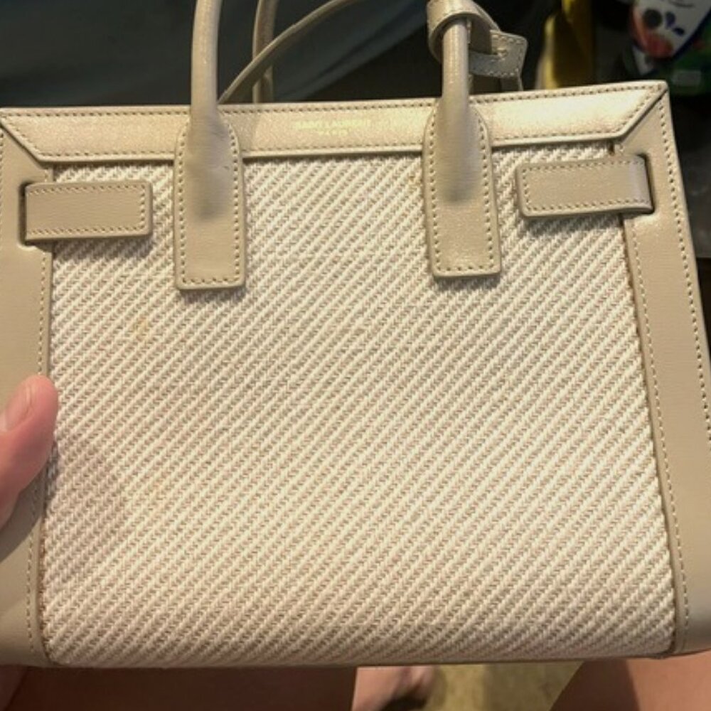 Saint Laurent Sac De Jour Canvas & Leather Satchel (Beige)